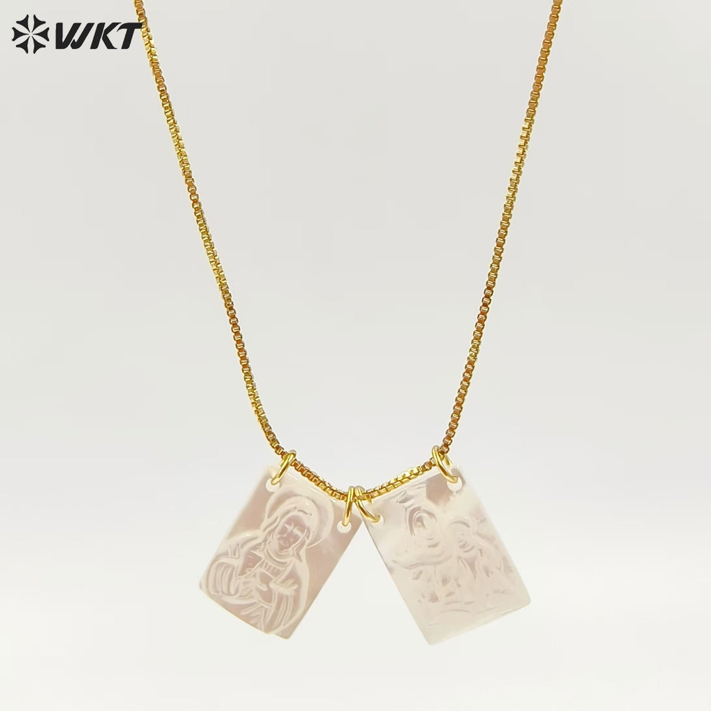 WT-JN285 New Design Wholesale Religious 18K Gold Plated Blessing Square Necklace for Unisex As Anniversary Gift