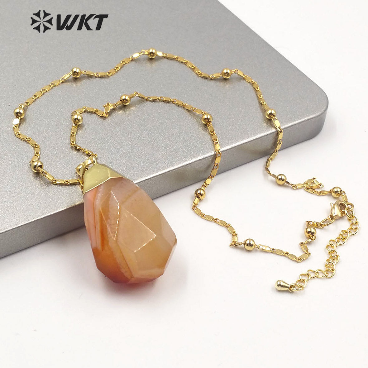 WT-N1209 Newest Natural Gemstone Necklace Gold Plated Stylish Women Charm Jewelry Natural Stone Necklace