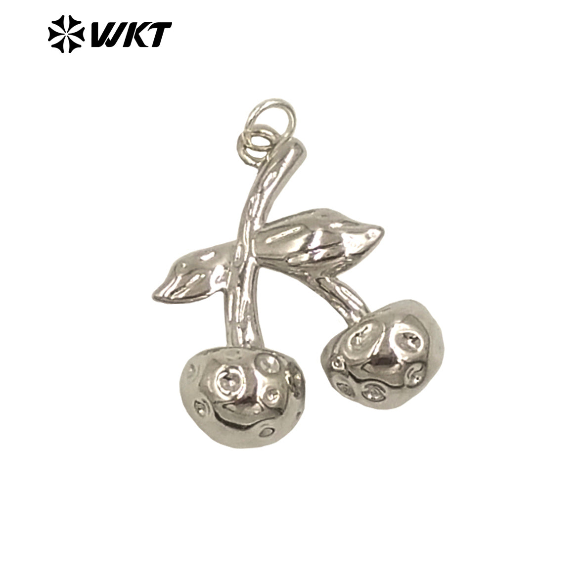 WT-JFE151 Wholesale Women Jewelry Finding Tiny Pendant Silver Gold Plated Cherry Shape Metal Yellow Brass For Earrings DIY