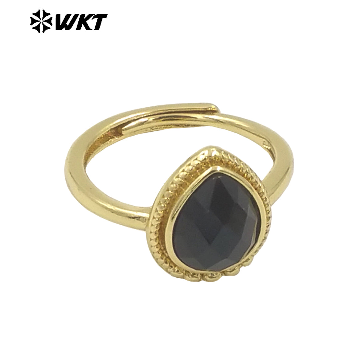 WT-R509 Wholesale Fashion Tiny Pear Shape Natural Gemstone Setting Teardrop Amazonite Birthday Stone Ring