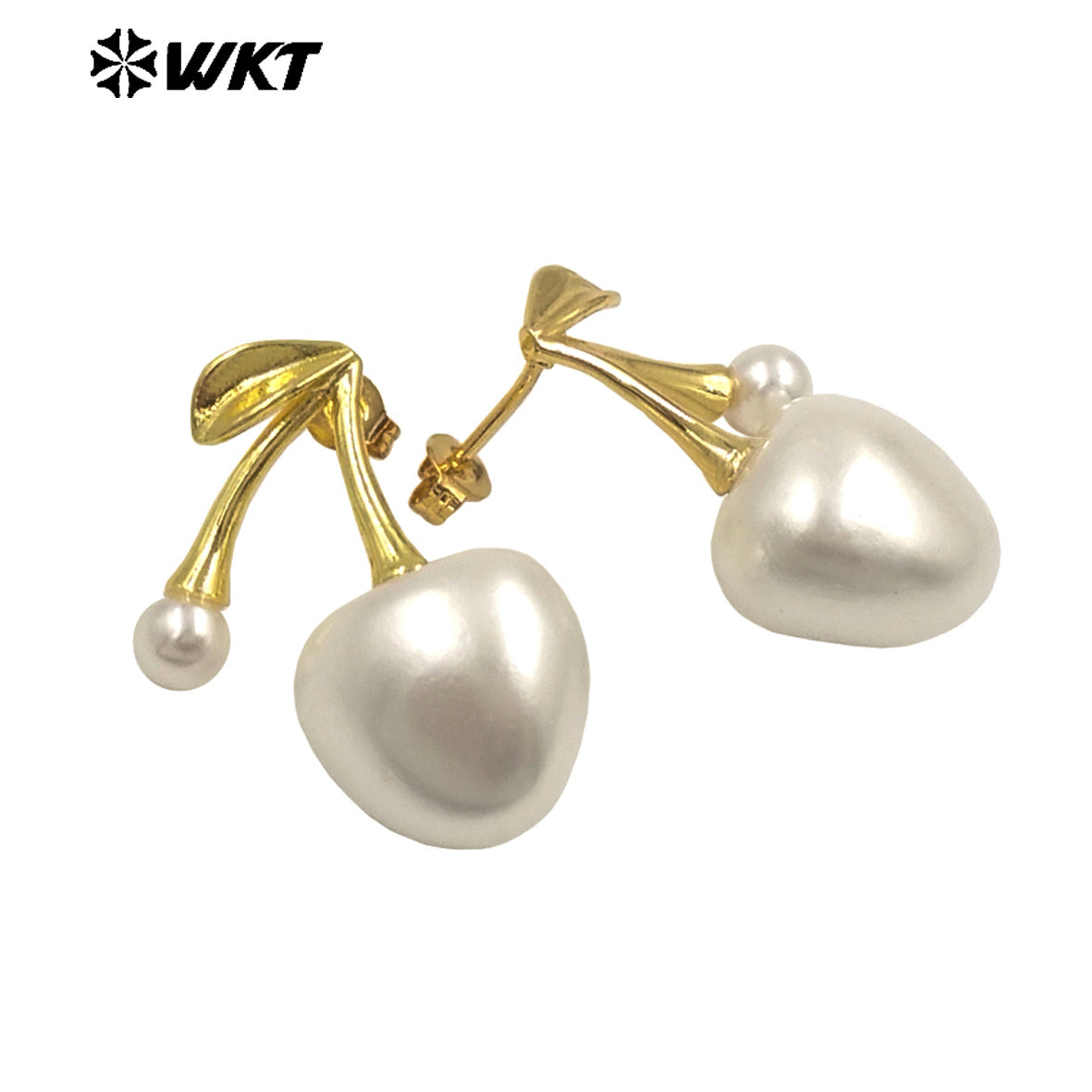 WT-ME122 Exquisite Cherry Design Women Earrings Yellow Brass With Drop Oil Gold Plated Red And White Color Good Quality Jewelry