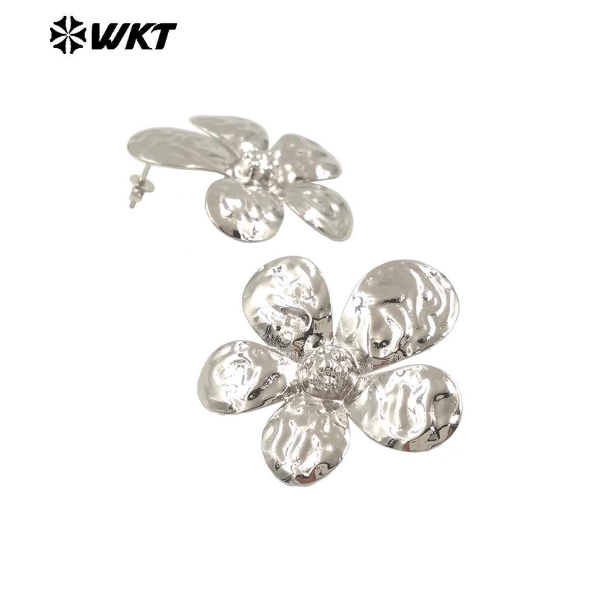 WT-E761 WKT New Product 18K Gold Plated and Silver Natural Yellow Brass Flower Earrings for Friend and Wife As Daily and Party