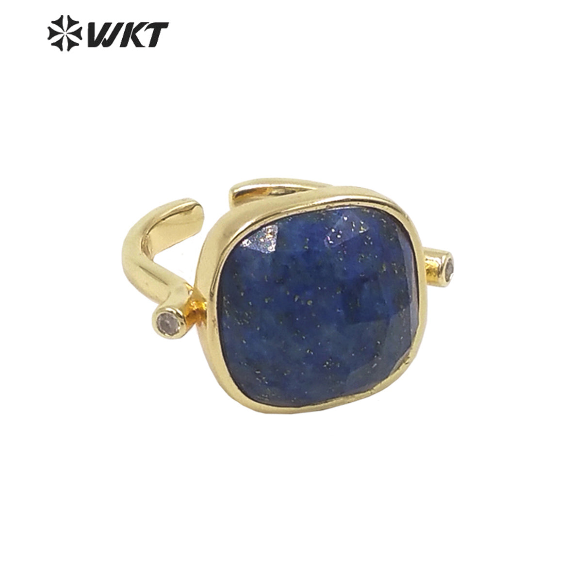 WT-R427 WKT Newest Elegant Square Faceted Gemstone Ring 18k Real Gold Plated Resist Tarnishable Birthday Stone Ring