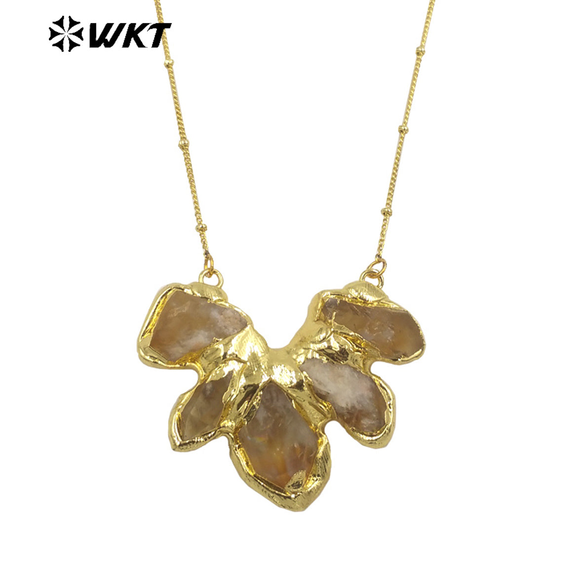WT-N1424 Gorgeous Natural Yellow Citrine & Amethyst Necklace Vintage Boho Beads Necklace Casual Long Statement Necklace