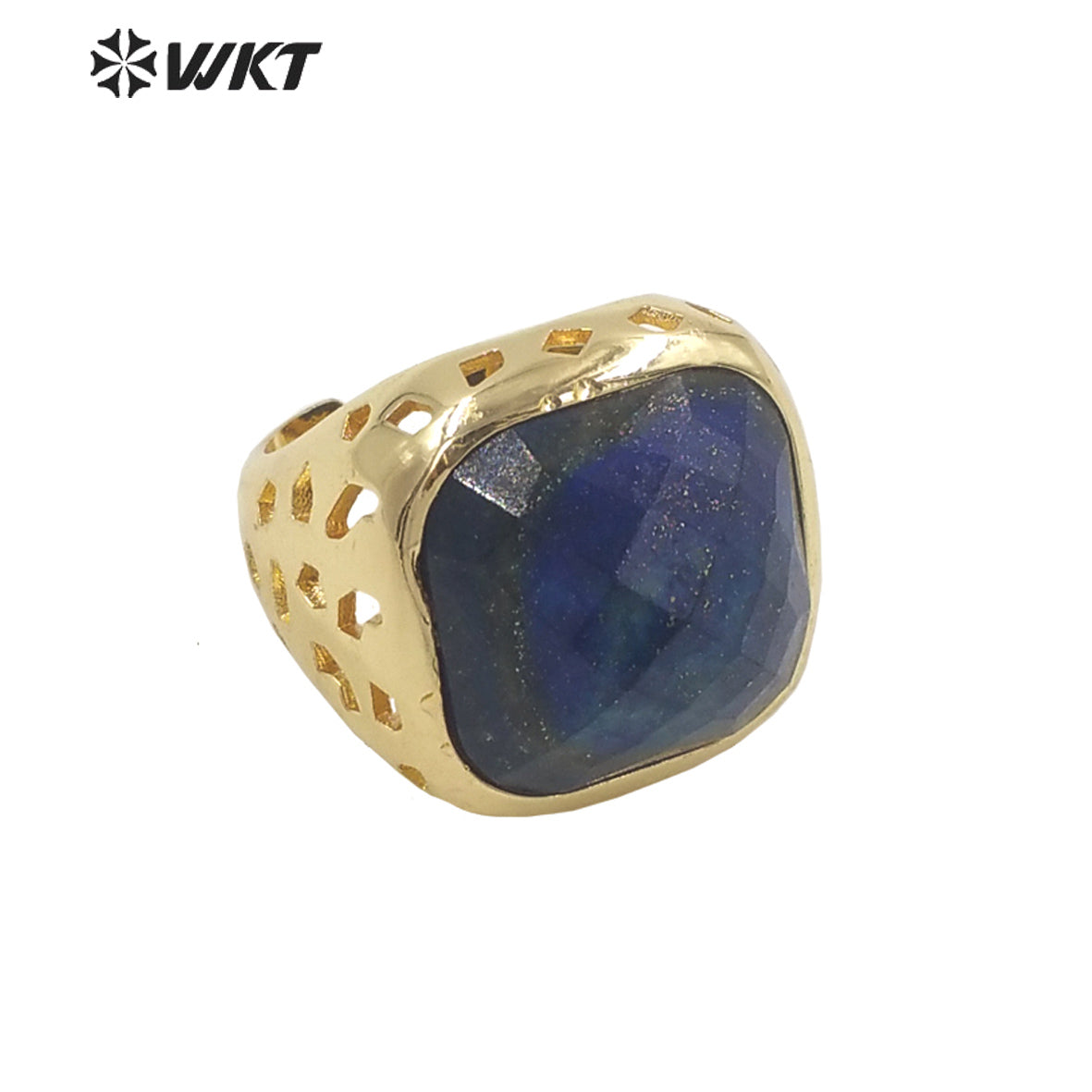 WT-R442 Wholesale Fashion 18k Gold Plated Resist Tarnishable square Gemstone Women Ring Amethyst Bezel Setting Jewelry Ring