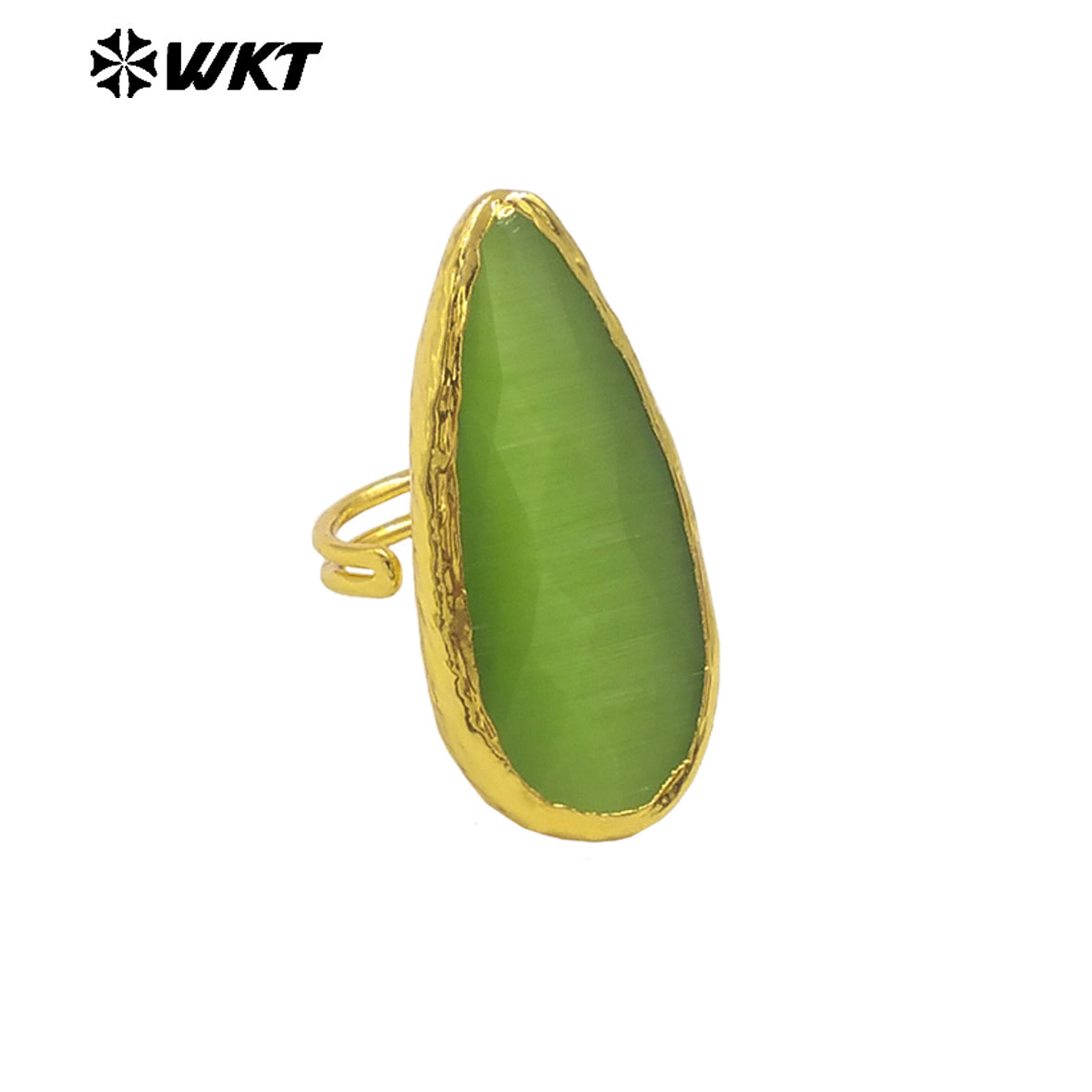 WT-R571 Beautiful Fashion Long Waterdrop Shape Gold Plated Colorful Cat Eye Stones Rings For Women Party Jewelry Accessory