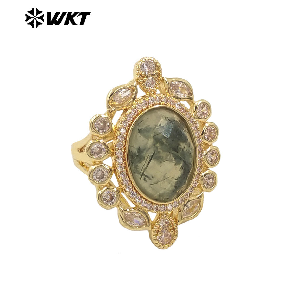 WT-MR028 Newest Summer Design Fashionable Royal Court Style Precious Women Adjustable Natural Stone Zircon Wedding Ring