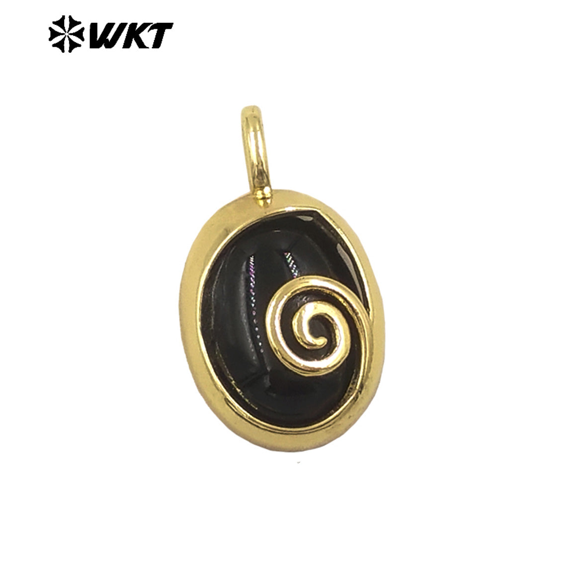 WT-P1992 Newest Design Small Oval Rotation Metal With Natural Gemstone Charms for Jewelry Match