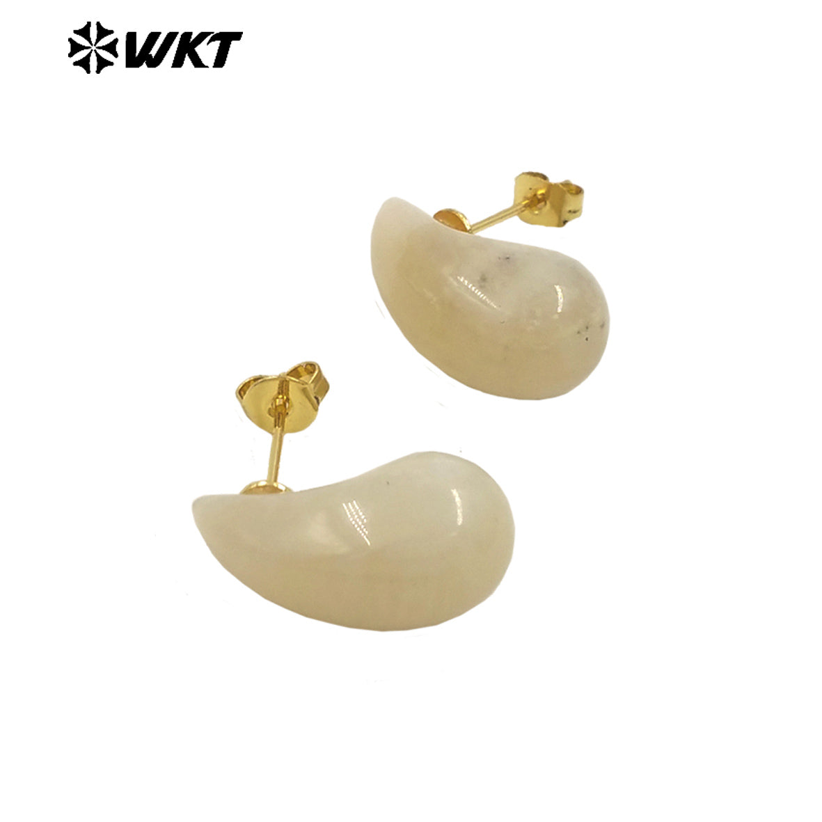 WT-E779 Wholesale Lovely Drop Beans Shape Colorful Blackobsidian Pink Crystal Quartz Stone Earring Drop Studs