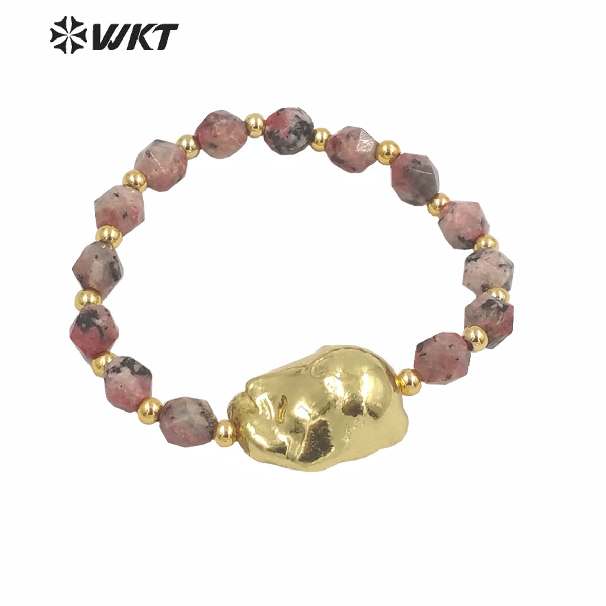 WT-MPB024 Wholesale Gold Electroplated Stone Beads Bracelet Full Gold Dipped Baroque Pearl Stone Bracelet for Women