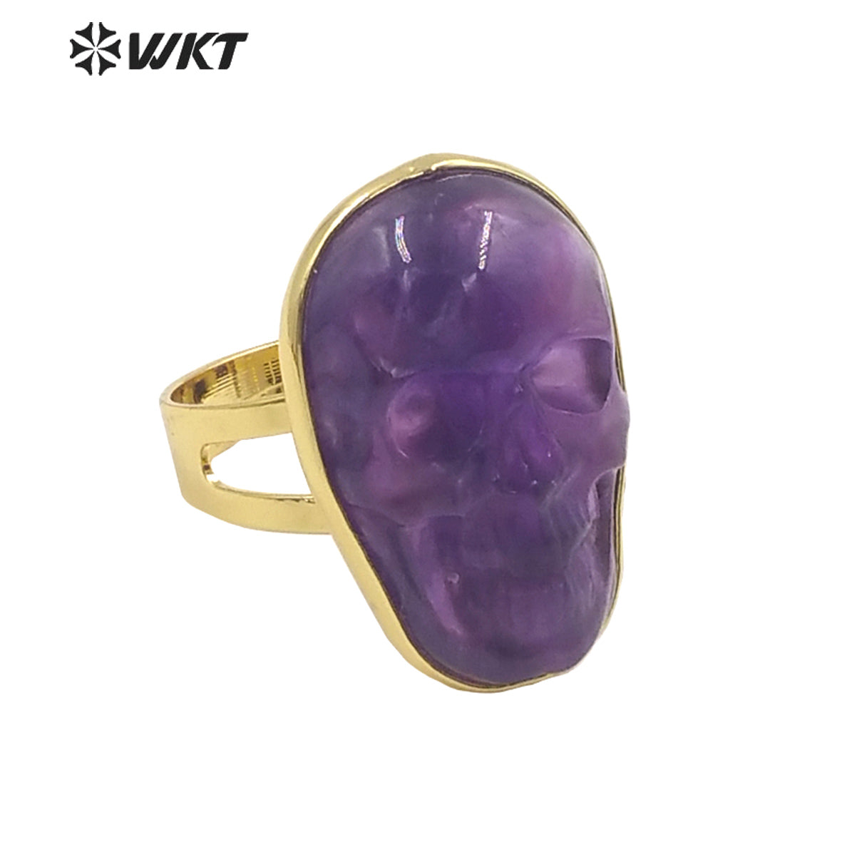 WT-R388 WKT 2022 New Arrive Jewelry Stone Amethyst Labradorite Ghost Head Rings Hip Hop Style Skull Rings for Youth Jewelry
