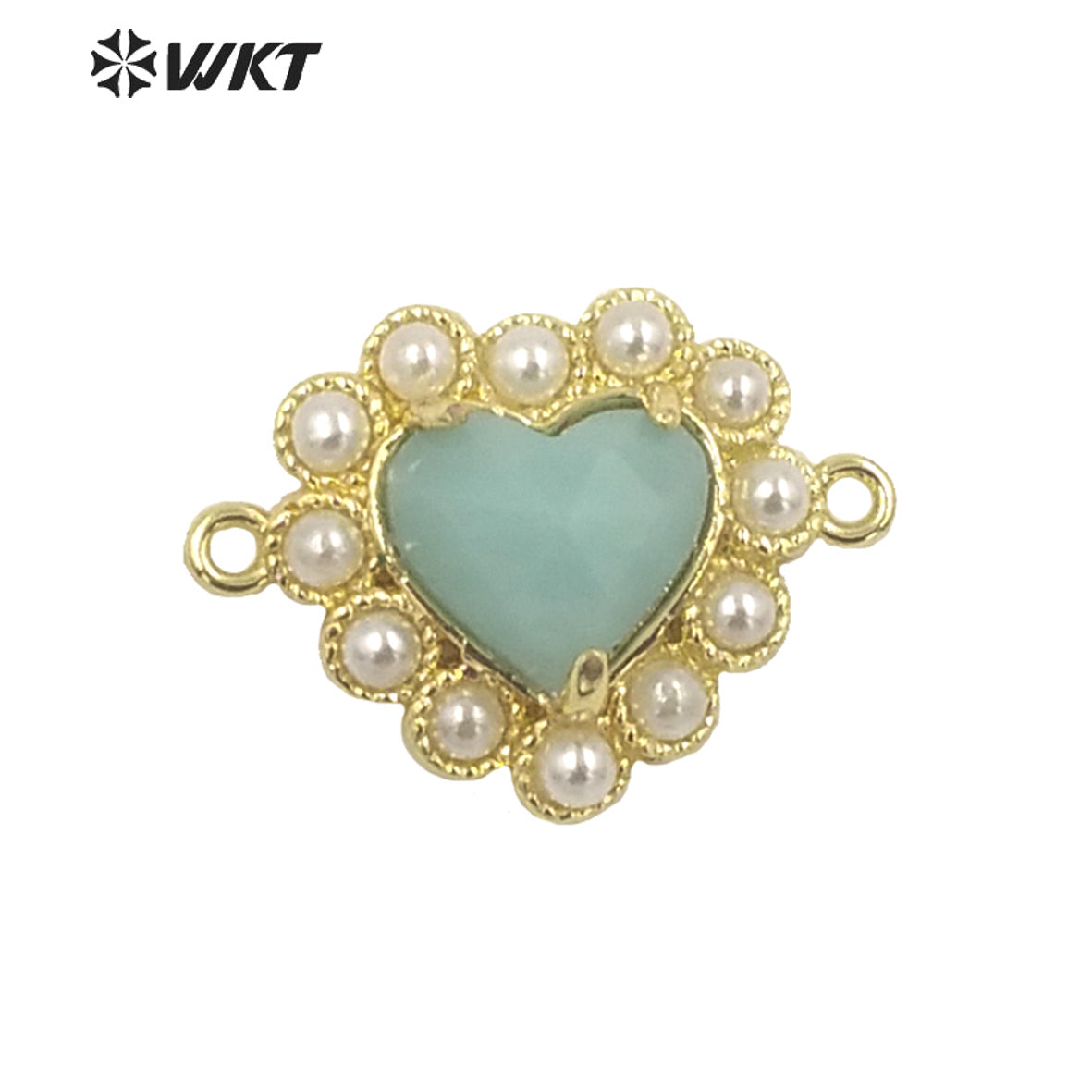 WT-PC006 Charming Small Size Natural Gemstone Made Heart Connectors for Bracelet Making for Women Birthday Gift Pendants