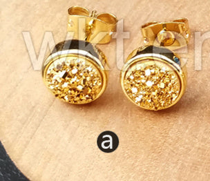 WT-E237 Hot Fashionable Round Druzy Studs Multi Color 10mm Druzy Quartz Studs