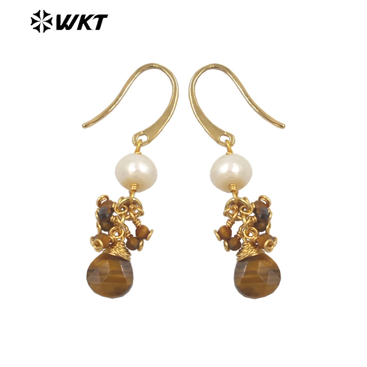 WT-E722 WKT Exclusive Design Handmade Precious Tiny Stone Charm Earrings Attractive Long Dangle Birthday Stone Earrings