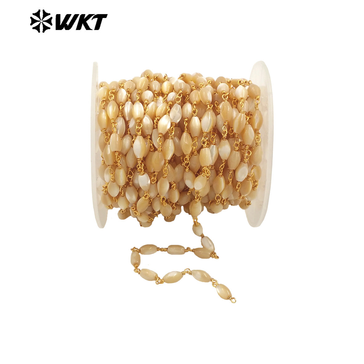 WT-RBC240 New Handmade Wire Wrapped Natural Trumpet Shell Beads Jewelry Chain for Necklace or DIY Making Findings