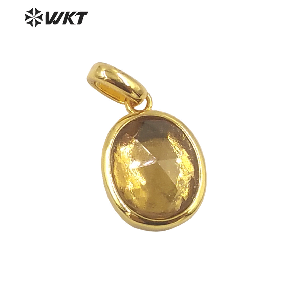WT-P1839 Wholesale Fashion Oval Bezel Gemstone Small Pendants Natural Faceted Stone Pendants for Jewelry Necklace Making Charms