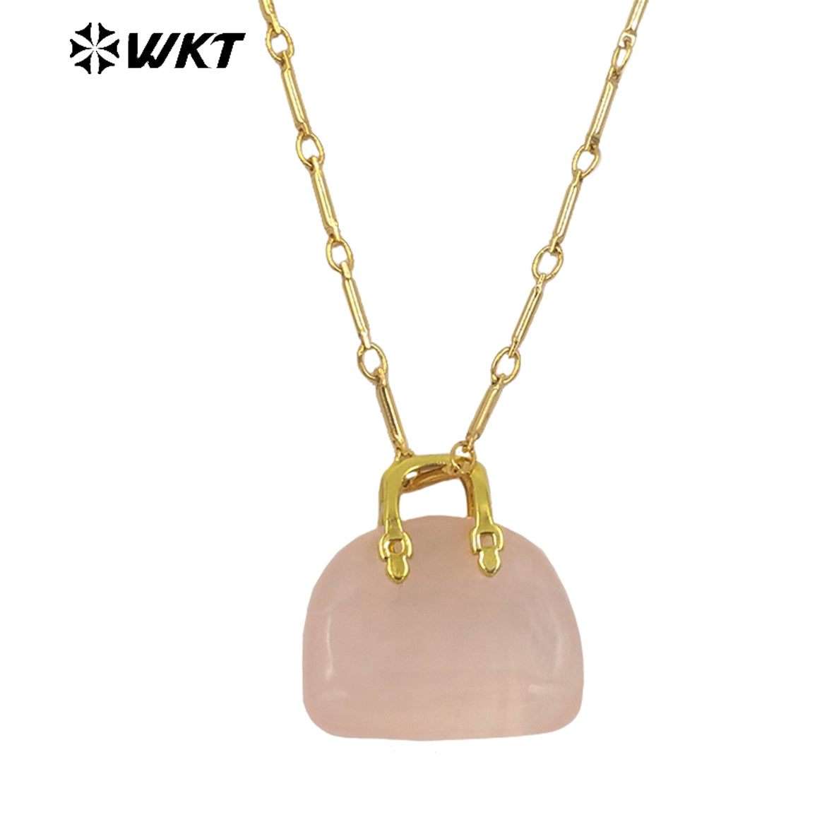 WT-N1362 Cute Handbag Shape Crystal Clear Natural Colored Gemstone Necklace Ladies Jewelry Necklace Gemstone Necklace