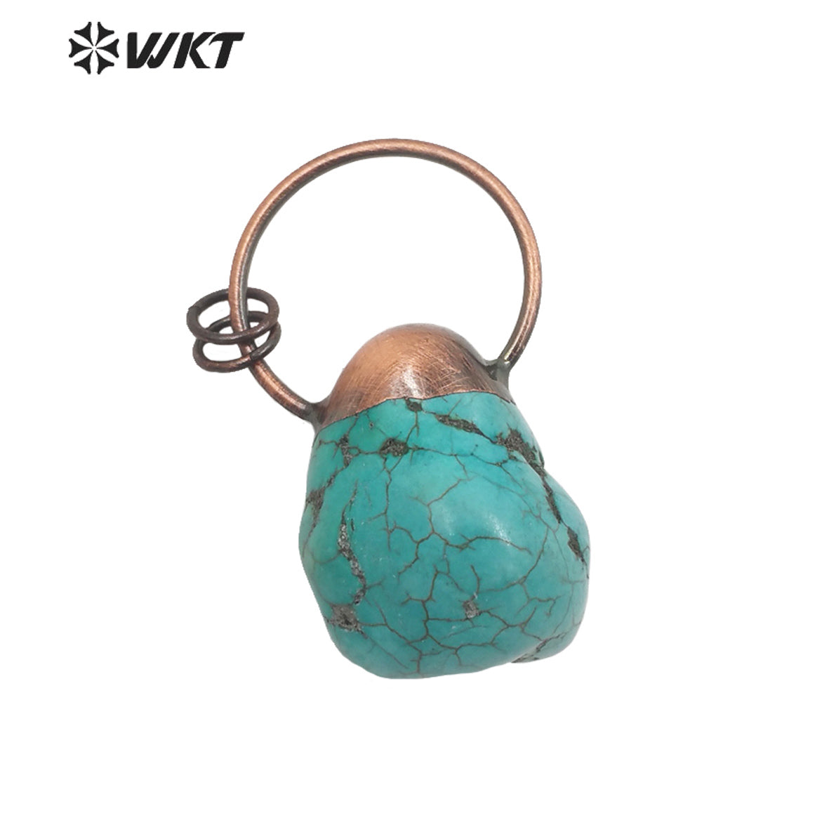 WT-P1895 WKT New Chunky Natural Turquoise Pendant Gold Plated Big Hoop Bohemian Vintage Stone Pendant for Necklace