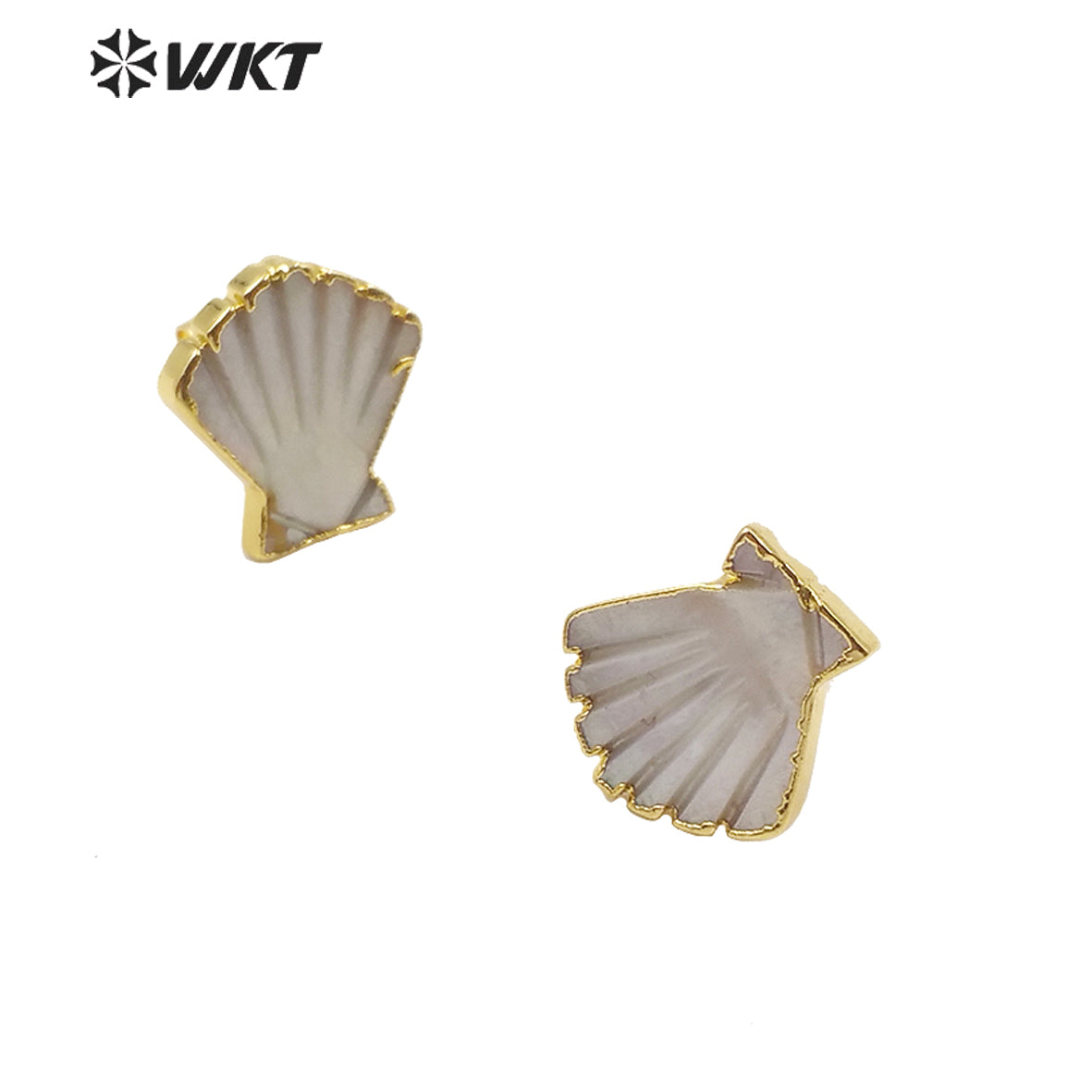 WT-E603 New Exclusive Design Fashion Gold Trim Sector Shell Studs Boho Style Charm Jewelry Natural Shell Studs