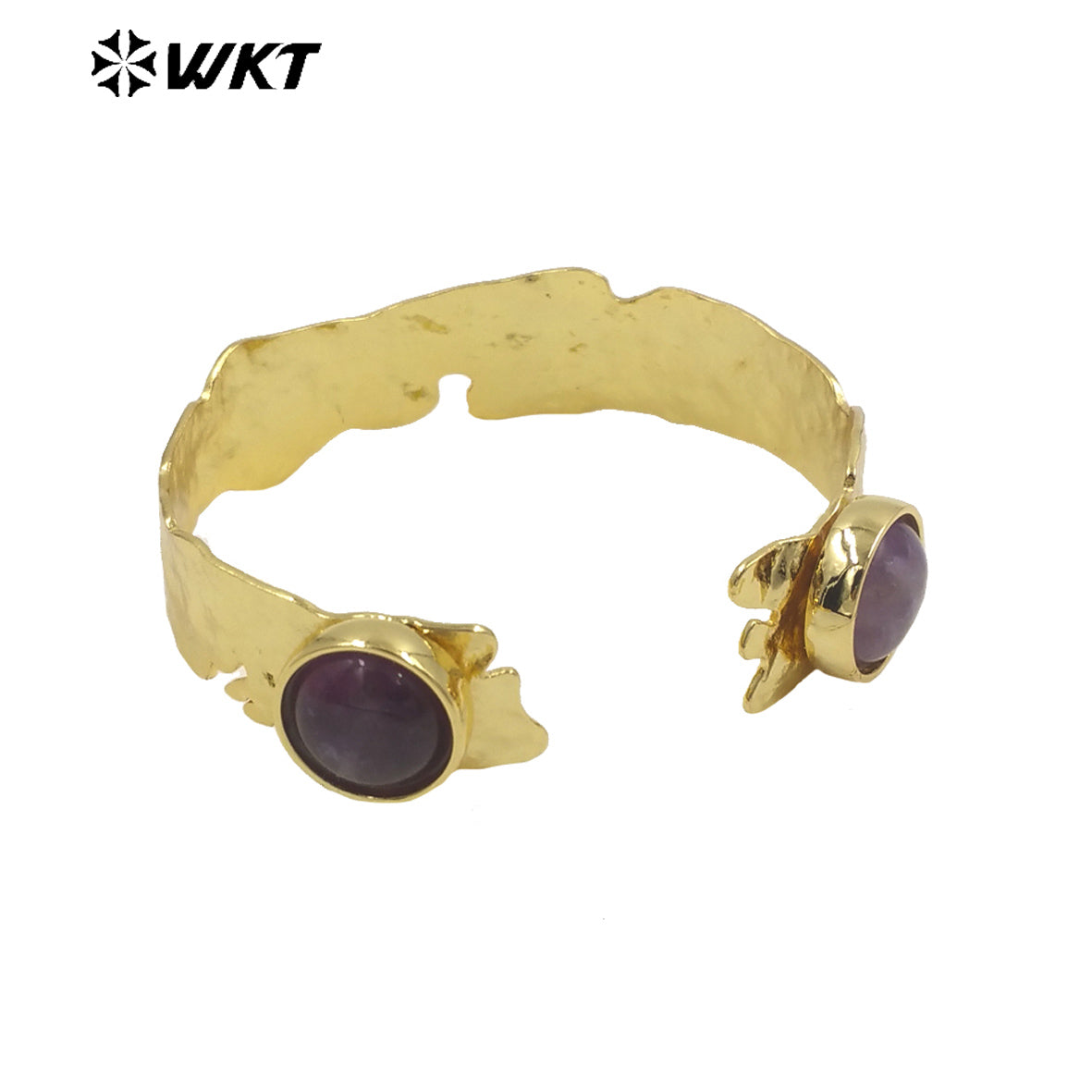 WT-B631 WKT New Handmade Lovely Trendy Gift for Women Lucky Bracelets C Shaped Natural Colorful Gemstone Opening Bracelets