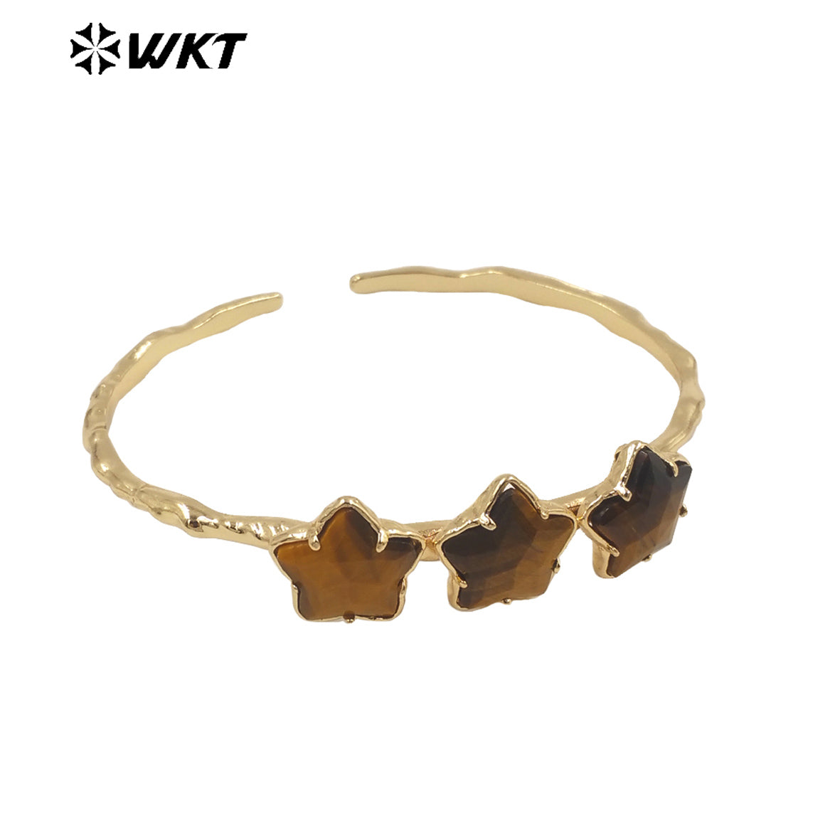 WT-B636 WKT Lovely Trendy Gift for Women Star C Shaped Lucky Bracelets C Shaped Natural Colorful Gemstone Opening Bracelets