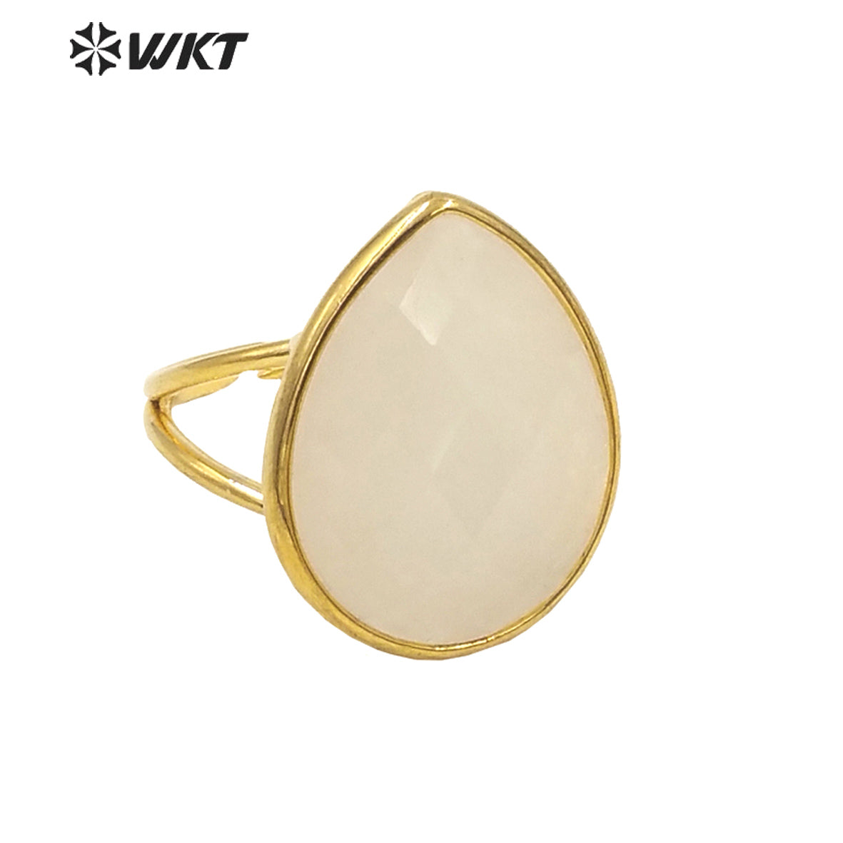 WT-R505 Gorgeous Big Drop Stone Amazonite Tiger Eye and Labradorite 18K Gold Plated Gemstone Women Birthday Ring