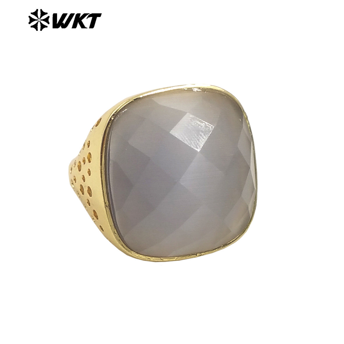 WT-R517 Wholesale Newest Spring Design Colorful Faceted Cat Eye Stone Square Unisex Ring for Party Jewelry