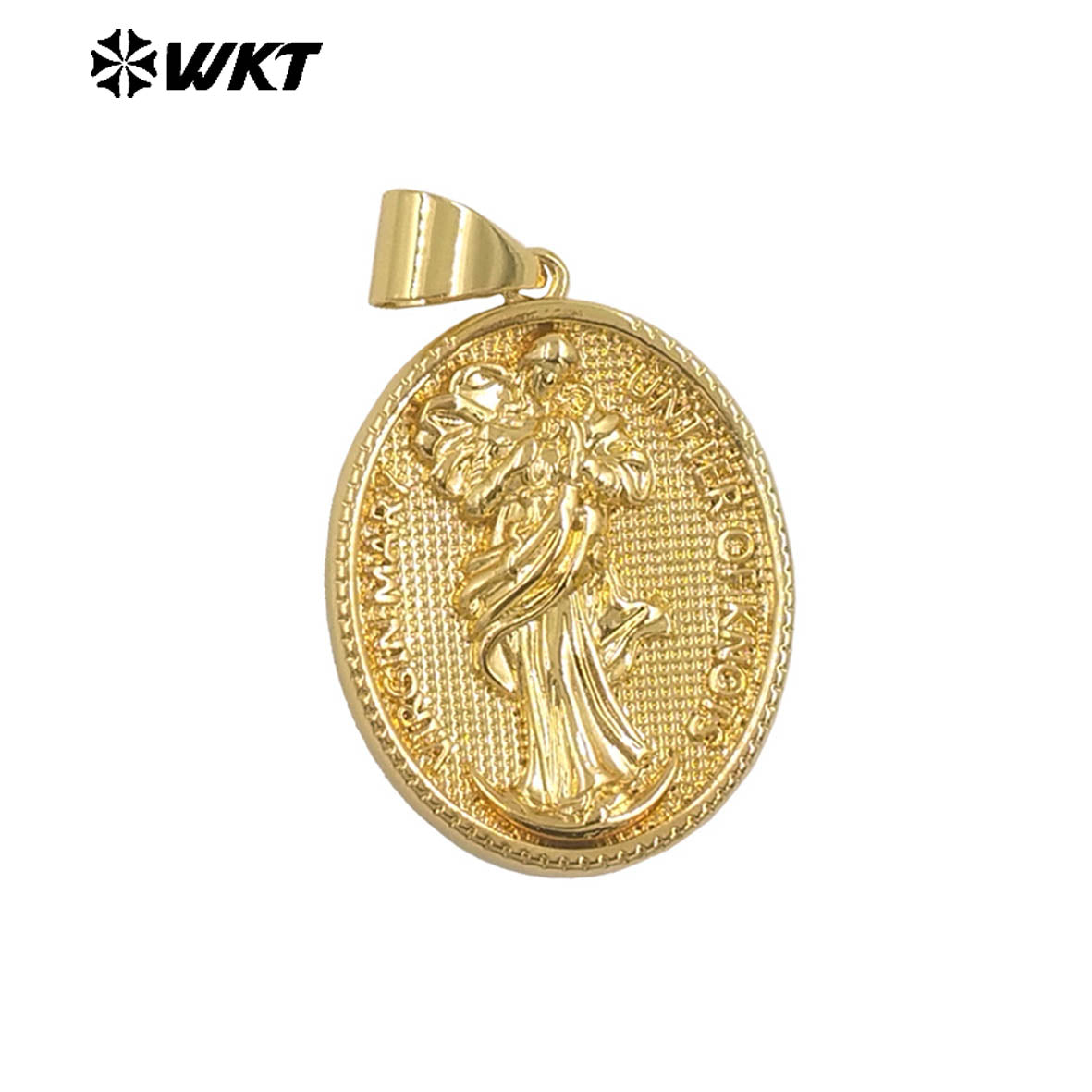 JFE143 New Arrival Metal Yellow Brass Pendant Oval Shape Religious Style Gold Electroplated For Jewelry Handmade Well Quality