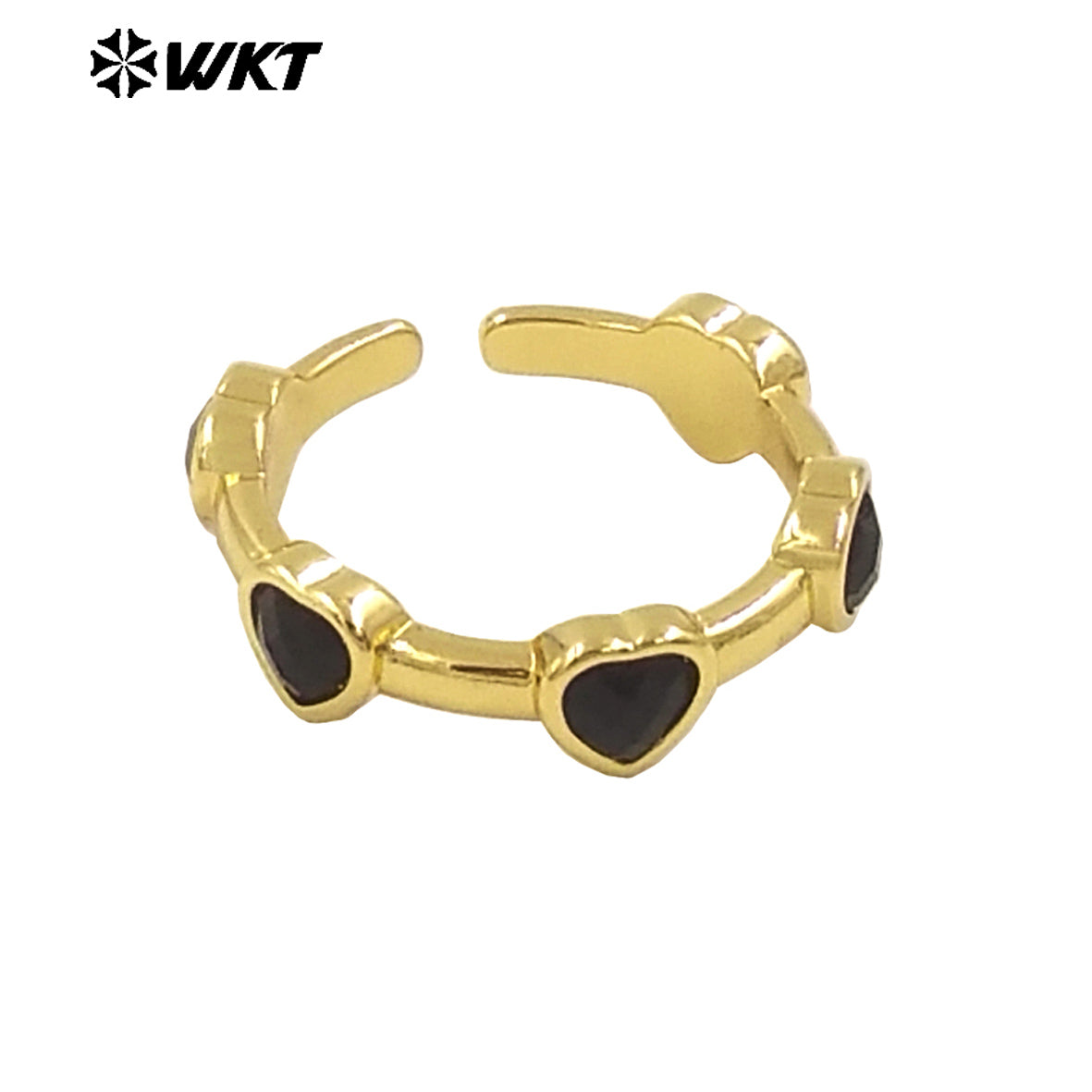 WT-R536 New Design Colorful Lovely Natural Tiny Stone Setting Open Size Heart Ring for Girls Gift Jewelry