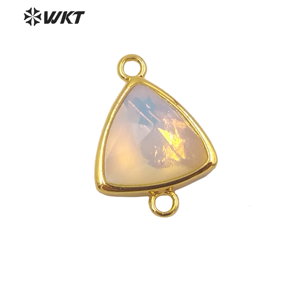 WT-C309 Wholesale Fashion Gold Bezel Stone Connectors Small Size Gemstone Triangle Jewelry Findings Connectors for Bracelets