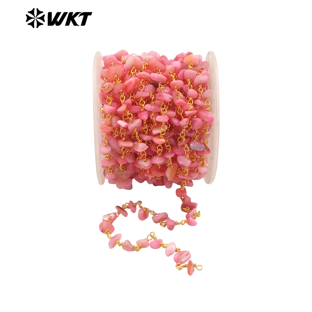 WT-RBC238 Spring New Color Fashion Colorful Shell Made by Wire Wrapped Beads Chain for Jewelry Diy Findings
