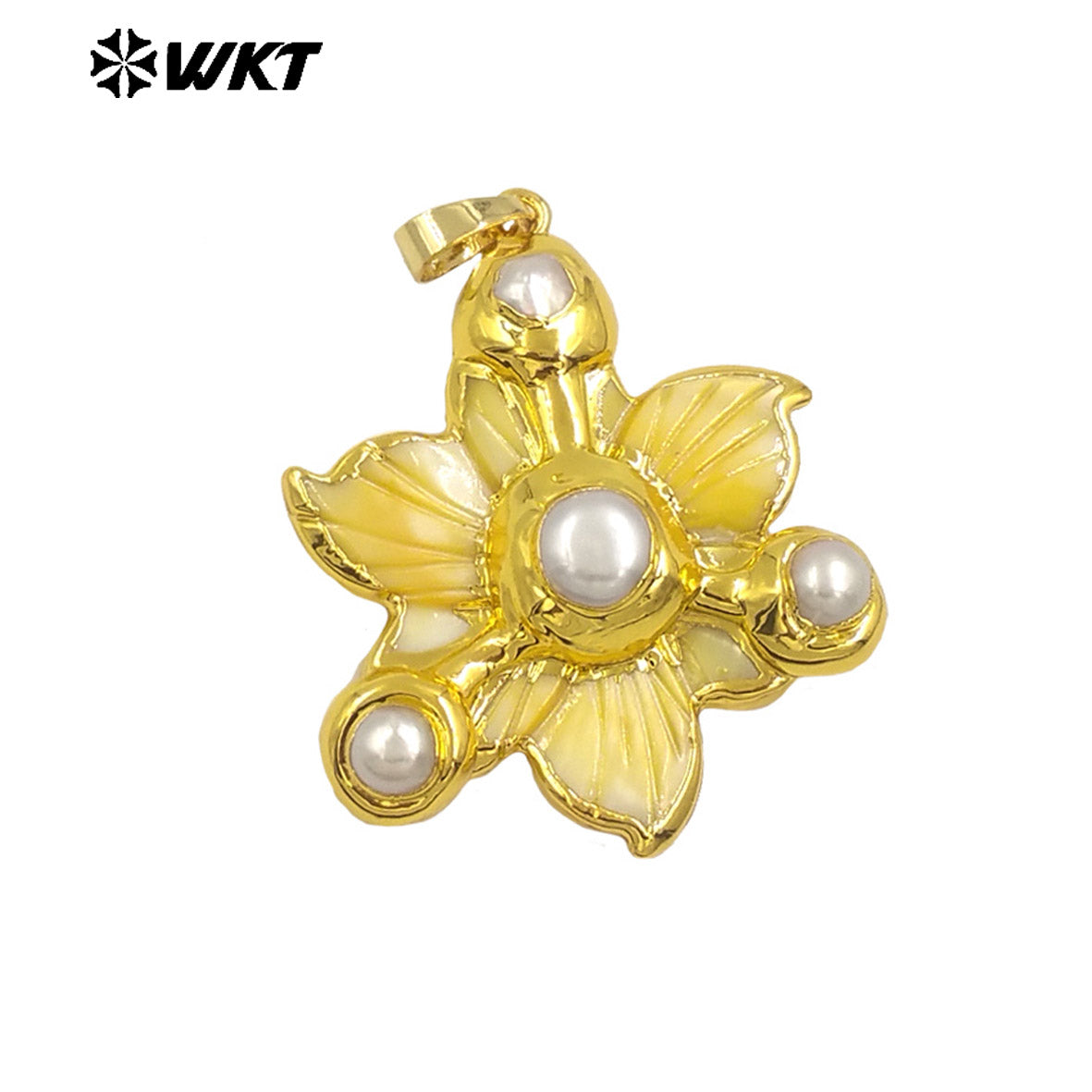 WT-JP388 Wholesale Hot Sale18K Gold Plated Shells and Pearl Flowers Shaped Pendant Delicate Jewelry for Women As Birthday Gifts