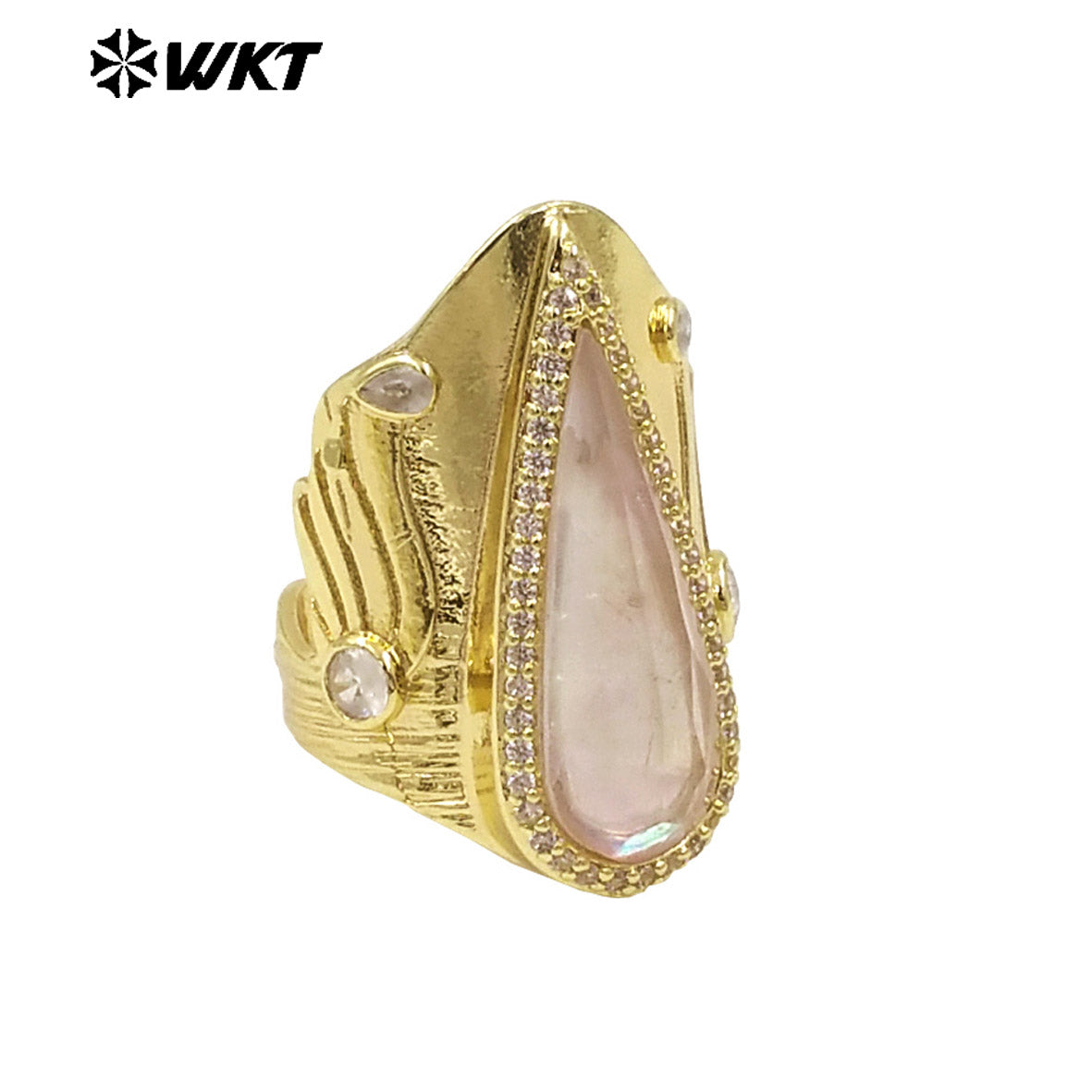 WT-MPR090 Gorgeous Spring Design Big Cocktail 18K Resist Tarnishable Abalone Shell Women Souvenir Ring