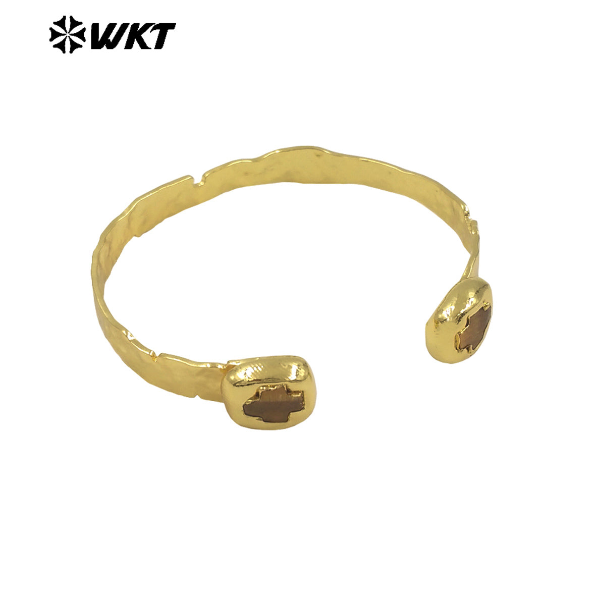 WT-B698 Wholesale Exquisite Women Gemstones Cross Bangles With Gold Electroplated for Daily Jewelry Accessories