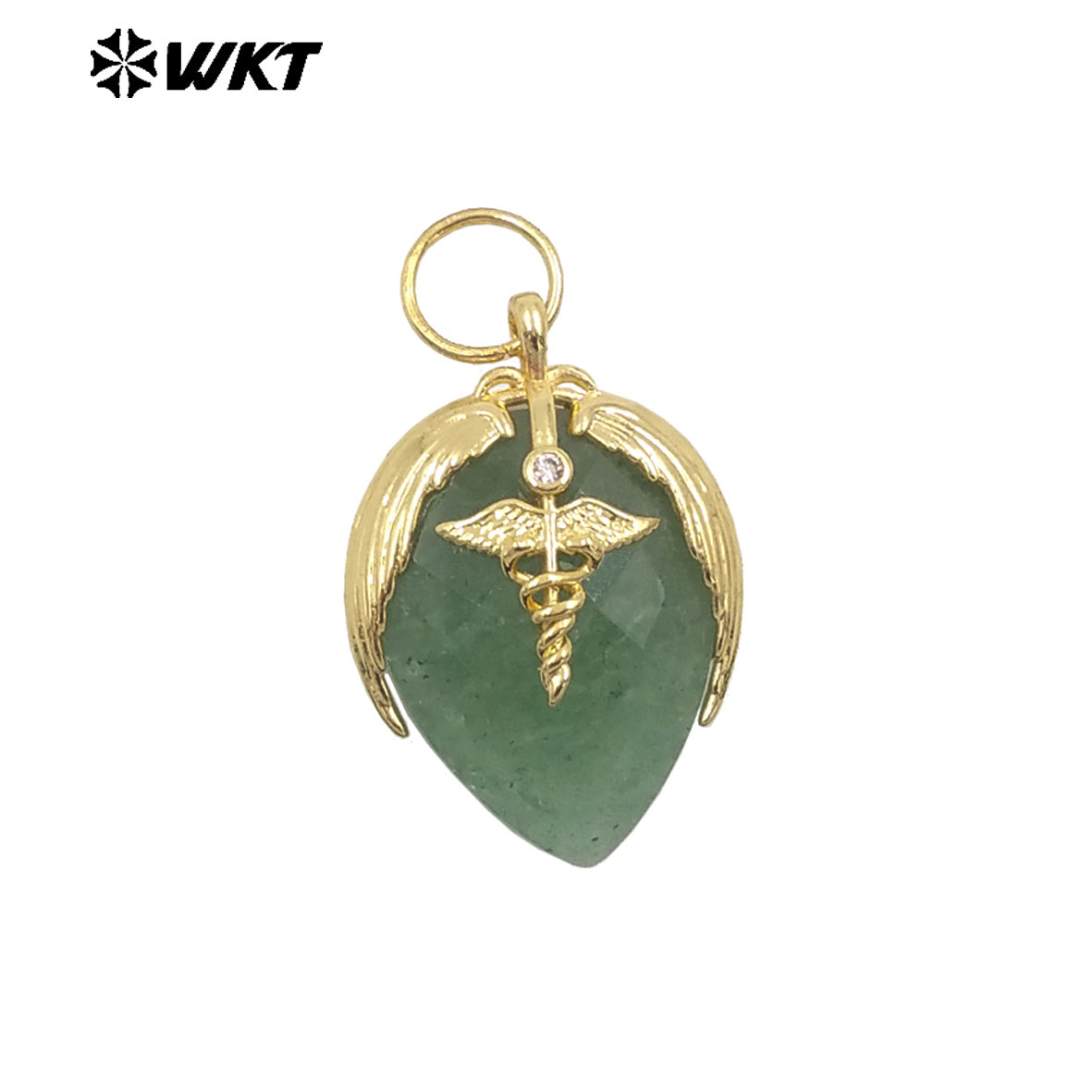 WT-P2014 Newest Fashion Style Strawberry Shape Gold Plated Natural Gemstones Little Pendant For Necklace Earrings Making