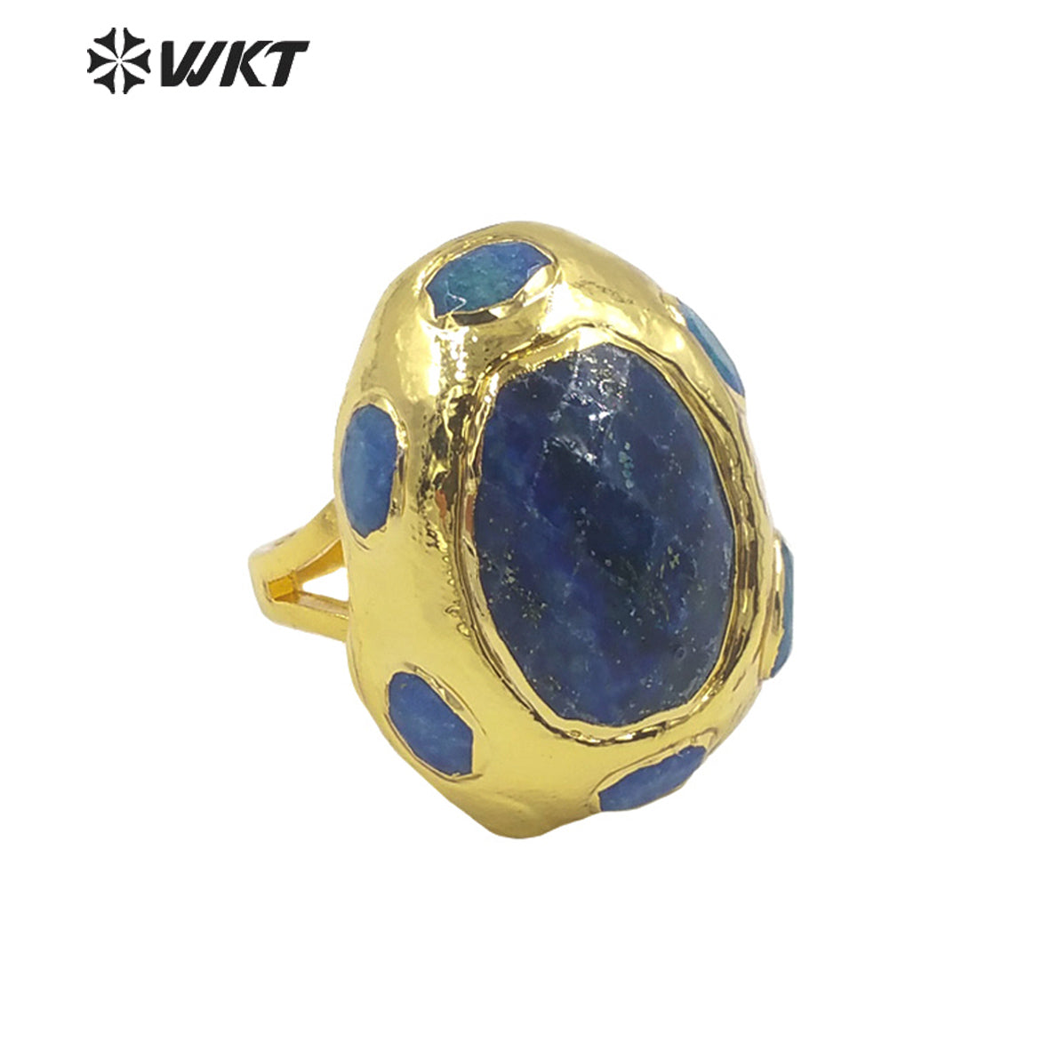 WT-R405 Natural Gemstone Sodalite Amethyst Ring 18k Gold Plated Ball Ring Noble Gas Art Fashion Women Gemstone Ring