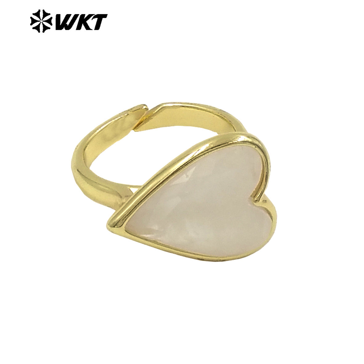 WT-R559 New Romantic 18K Gold Plated Heart Shape Natural Gemstone Adjustable Couple Ring for Girlfriend As Valentine's Day Gift