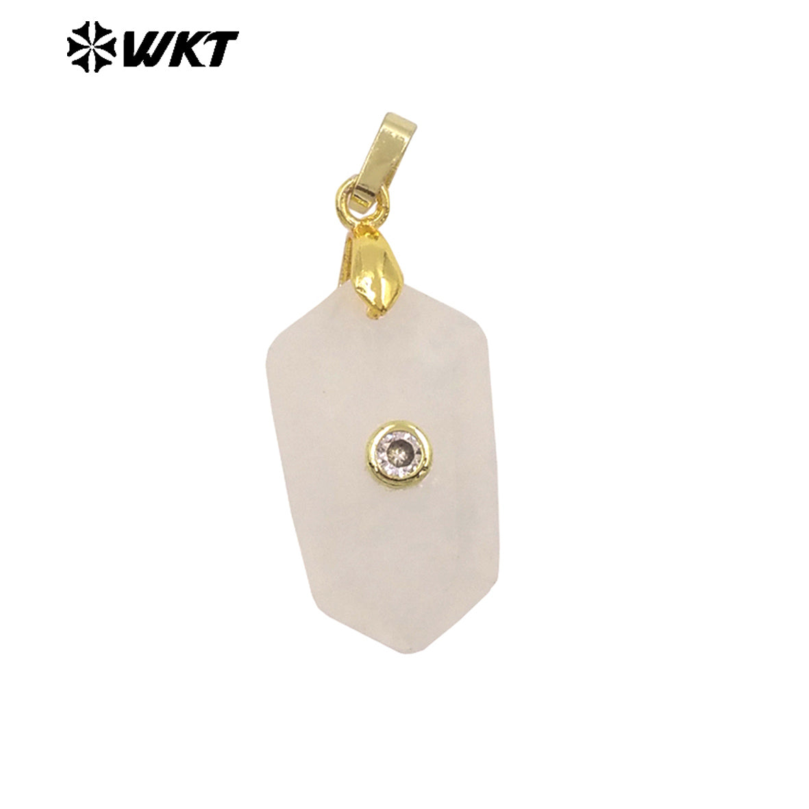 WT-P2017 Delicate Geometric Shape Multi Colors Natural Gemstones Set In Zircon Small Pendants For Trendy Jewelry Handmade
