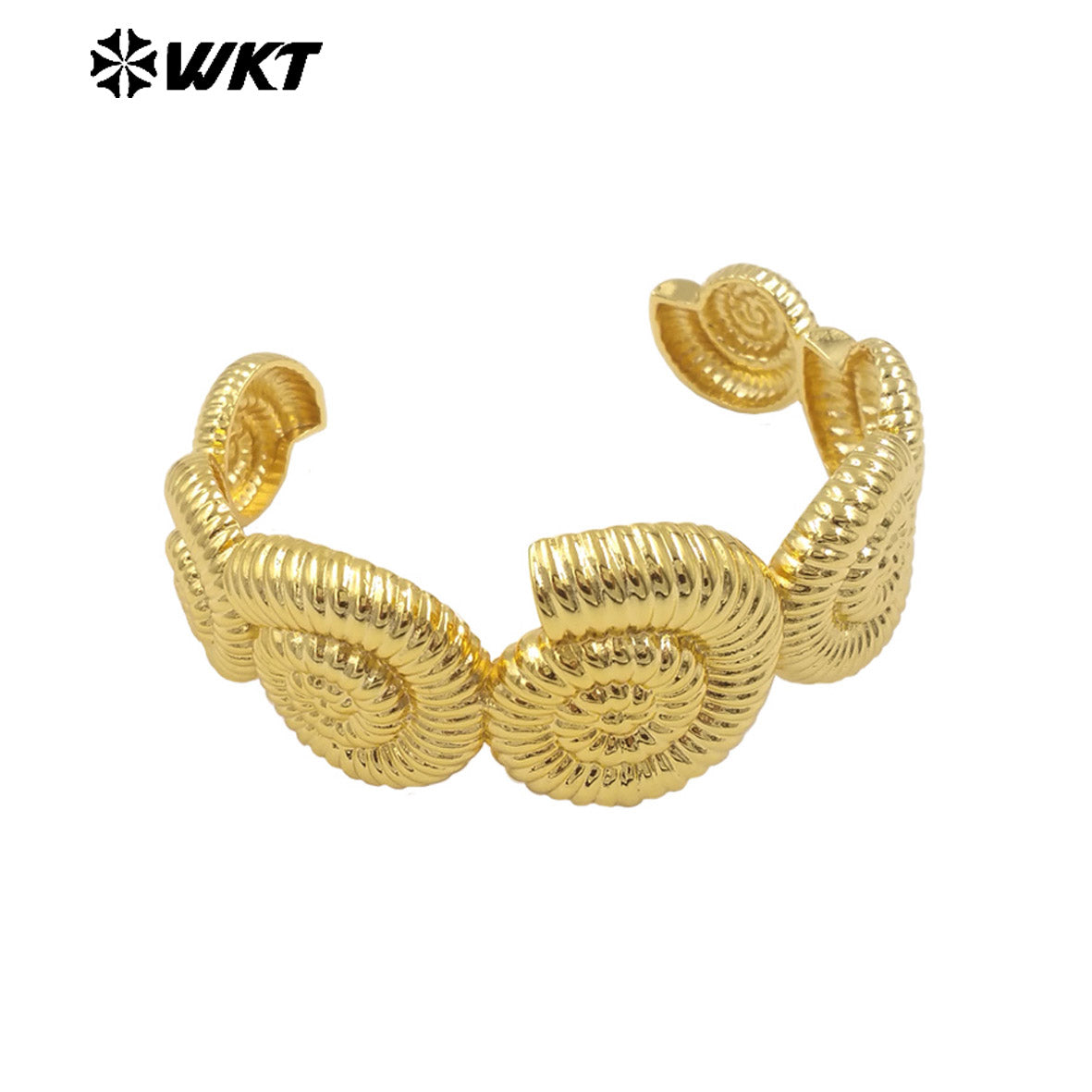 WT-B670 New Shell Shape Gold and Silver 18K Real Gold Plated Natural Yellow Brass Bracelet Daily Decoration for Couple