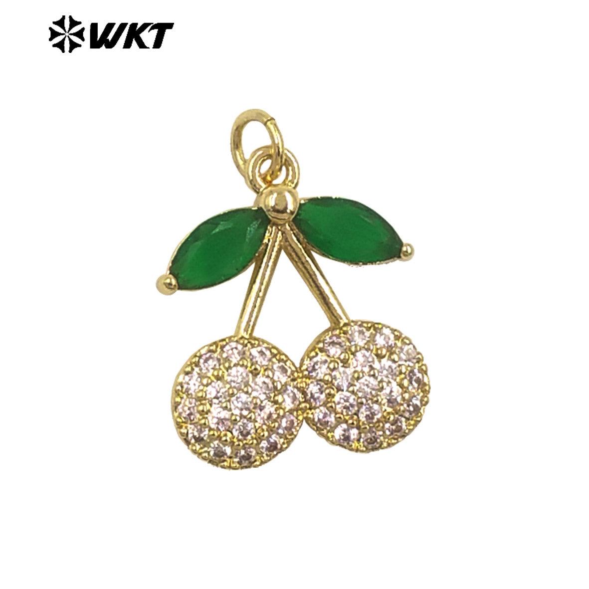 JFE156 High Quality Fruit Series Double Cherries Charm Pendant Yellow Brass With Drop Oil White And Purple Color Finding