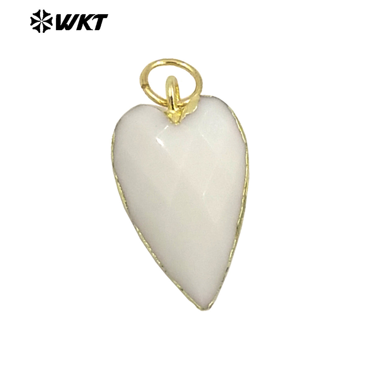 WT-P1965 Wholesale Fashion Gold Plated Long Drop Hand Carved Double Faceted Heart Stone Jewelry Pendants