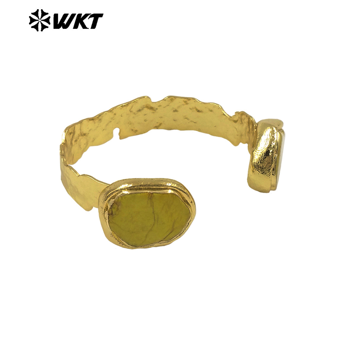 WT-B694 Fashionable Couple Jewelry in Colorful Turquoise Grain Double Stone With 18k Gold Plated Can Be Adjustable Bangle