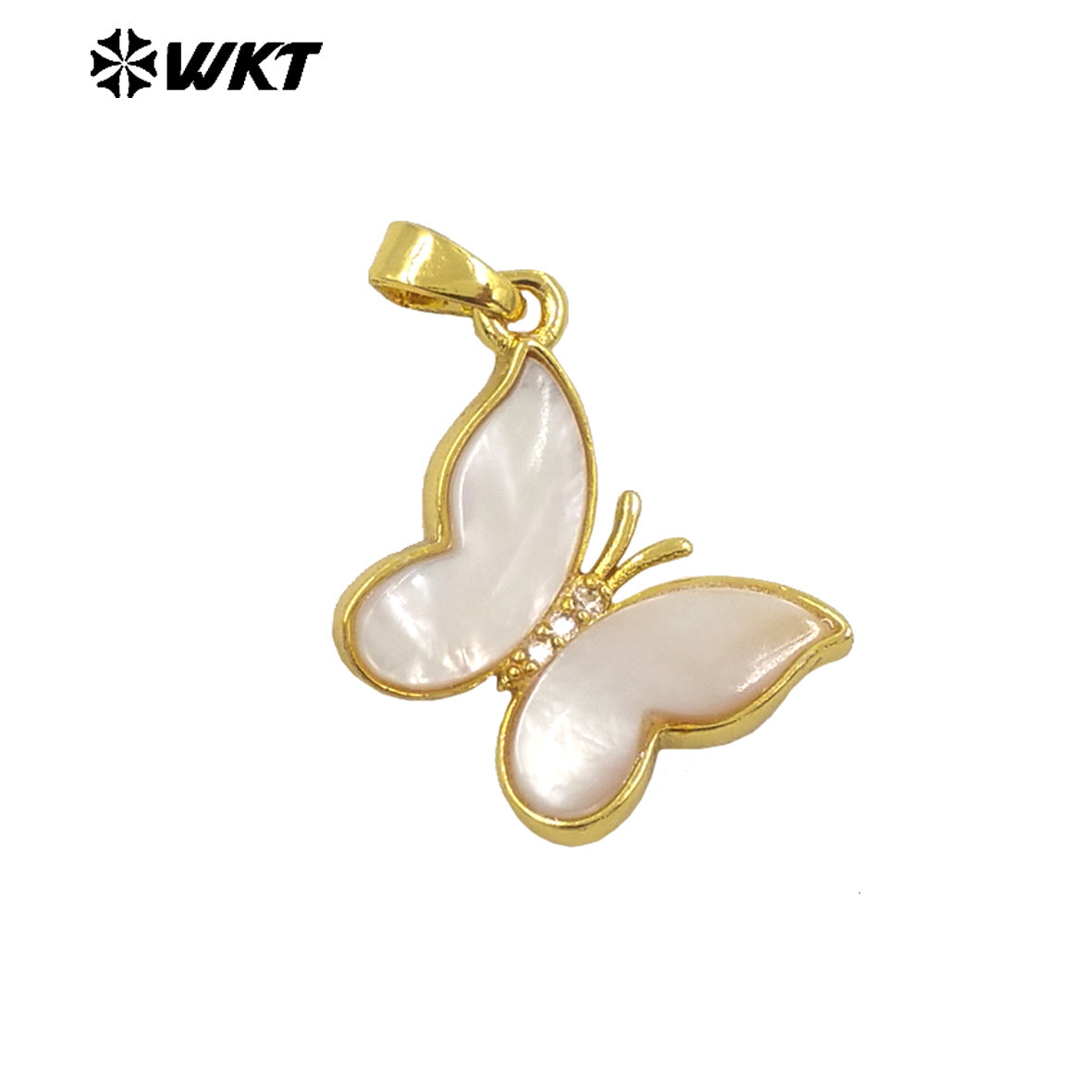 WT-JP381 Wholesale New Coming High Quality Natural Shell Butterfly Pendant With 18k Gold Plated for Women Daily Decoration
