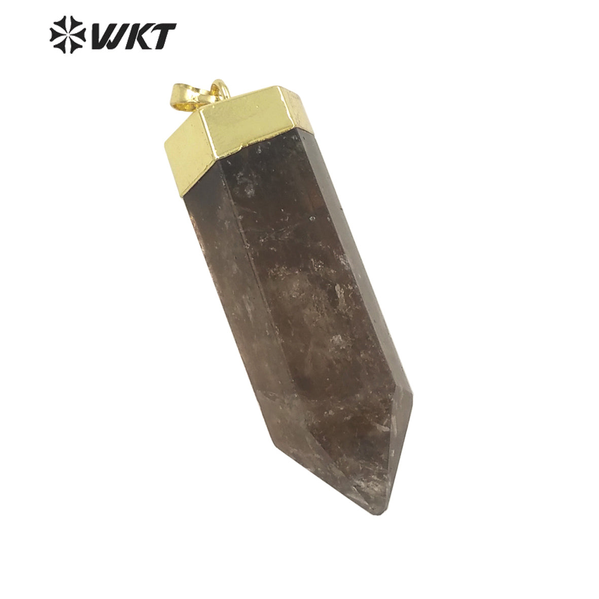 WT-P1710 Amazing Gold Top Natural Gemstone Hexagon Spirit Quartz Healing Stone Pendant Women Jewelry Design Necklace Pendant