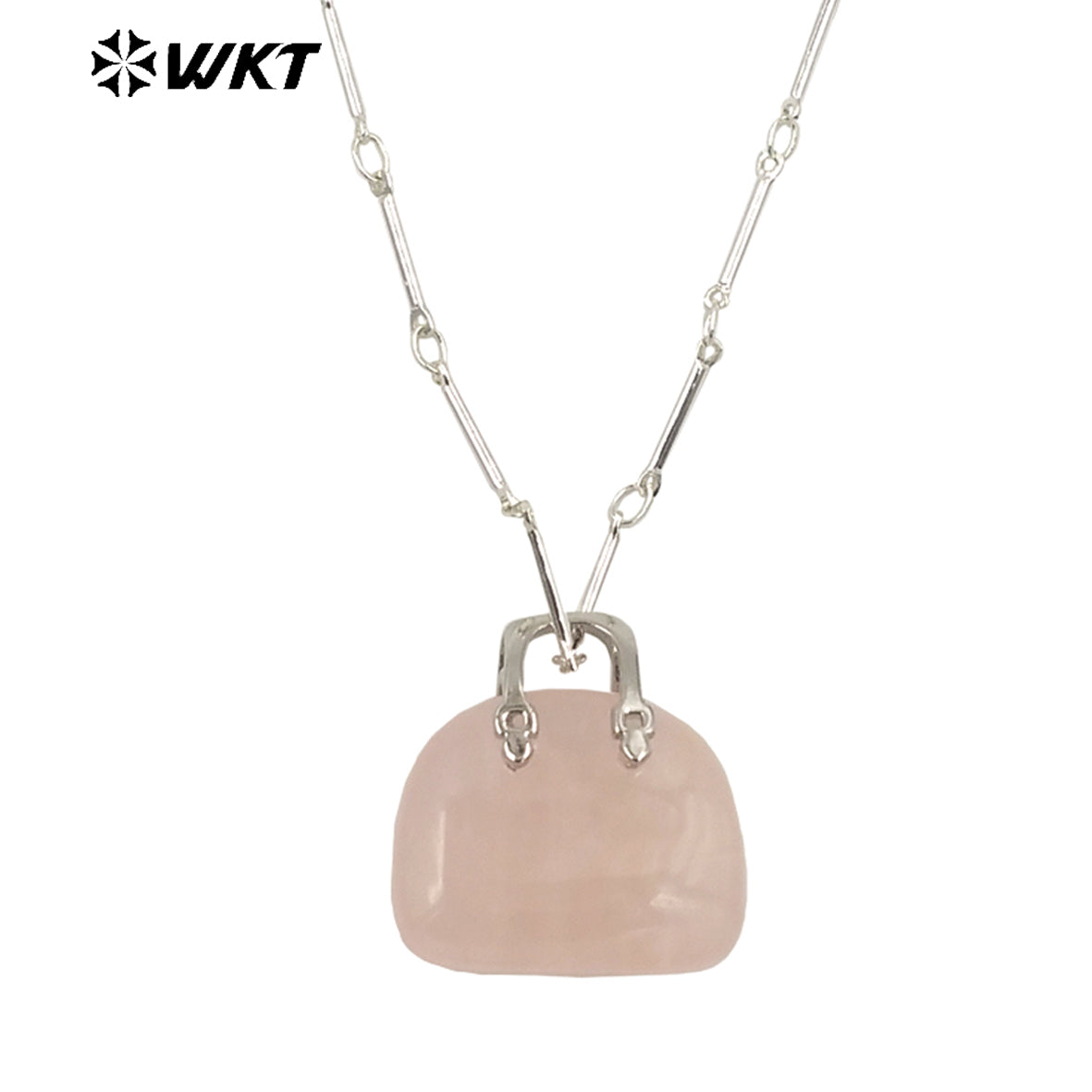 WT-N1362 Cute Handbag Shape Crystal Clear Natural Colored Gemstone Necklace Ladies Jewelry Necklace Gemstone Necklace