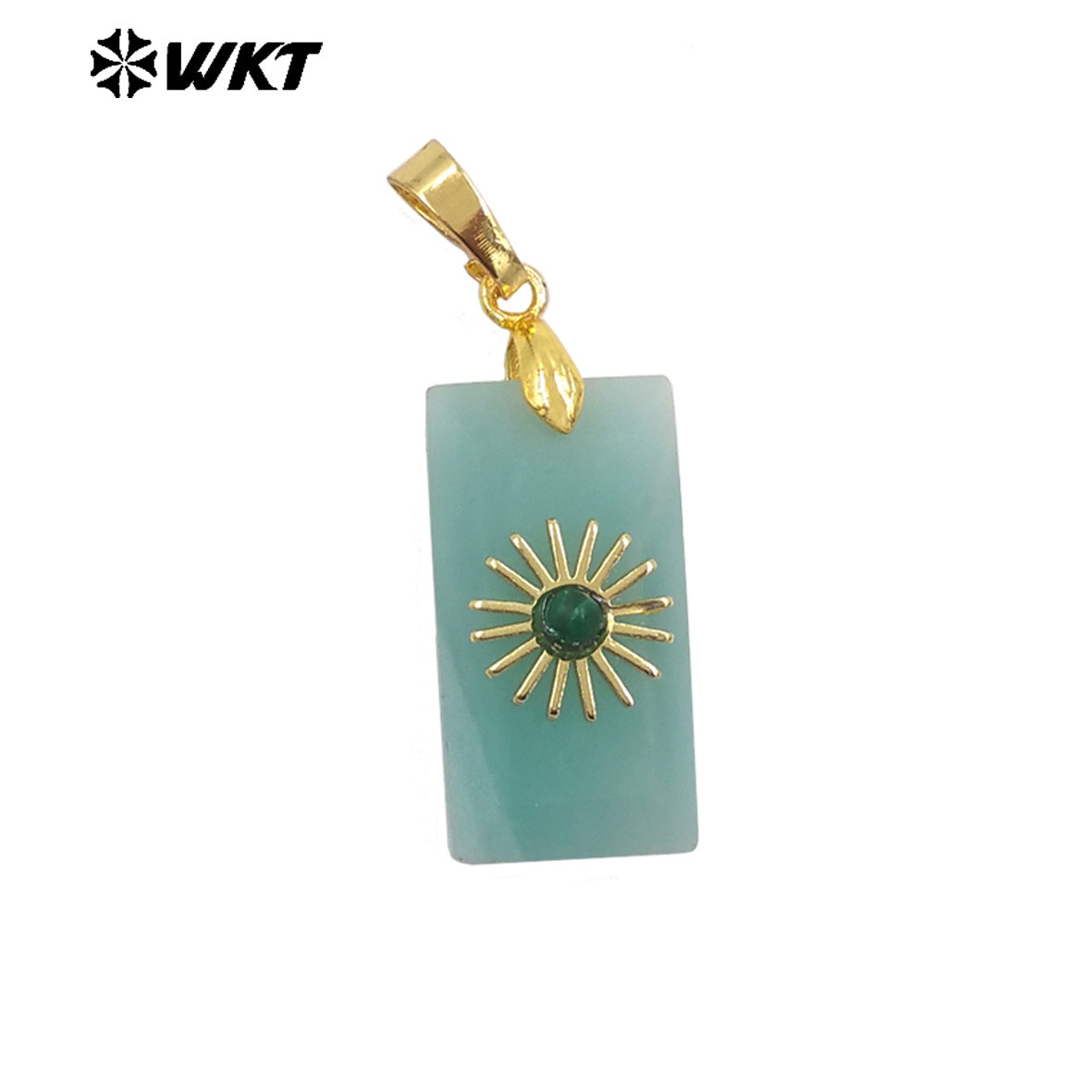 WT-P2011 Fashion Popular Natural Gemstones Gold Plated Set In Little Rectangle Stone Pendant For Necklace Handmade Charms