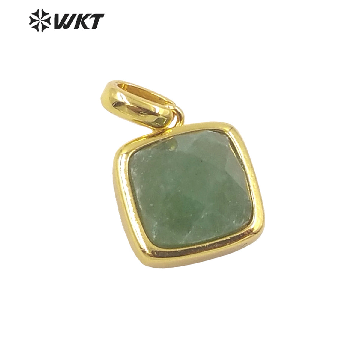 WT-P1837 Wholesale Fashion Gold Bezel Tiny square Stone Pendants Hot Faceted Gemstone Made Lovely Delicate Women Necklace Charms