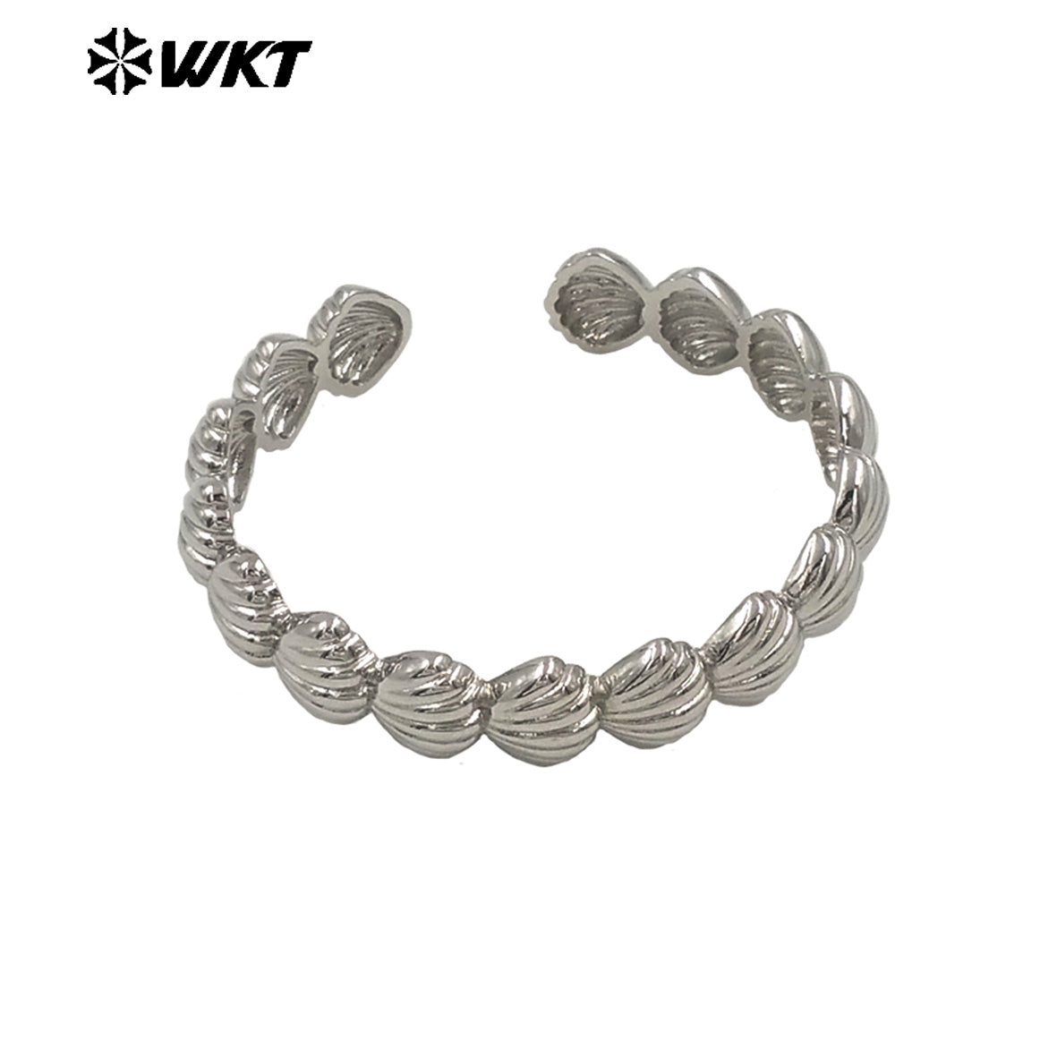 WT-JF355 Newest Shell Shape Cuff Bangle With Gold Silver Plated Metal Yellow Brass For Women Daily Jewelry Resist Tarnishable