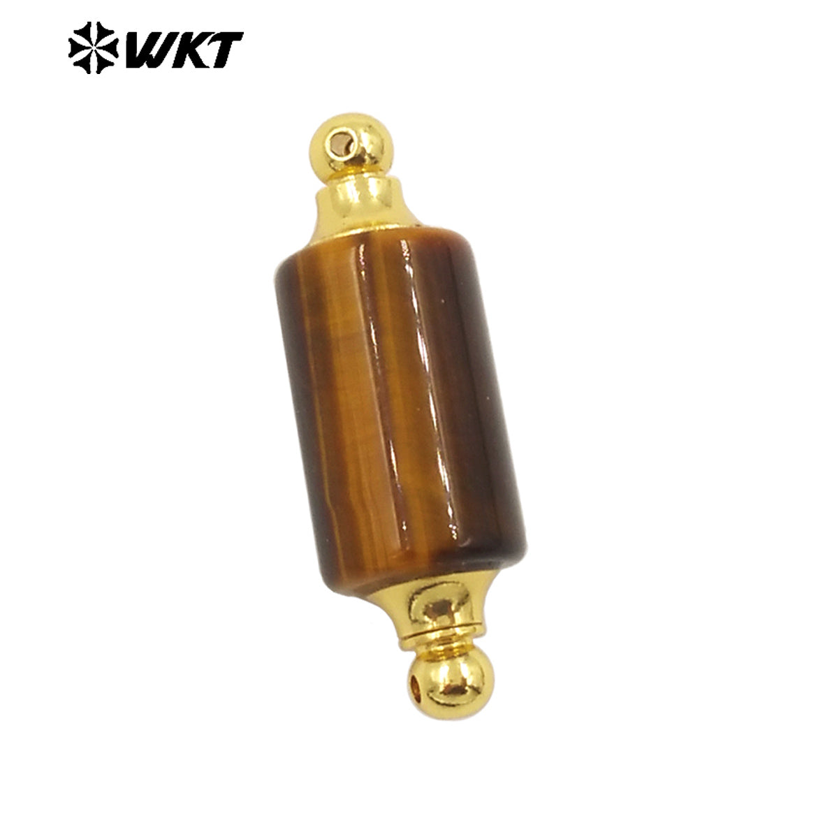 WT-P1981 Wholesale Newest Double Loops Round Cube Natural Rose Quartz Precious Stone Bottle Necklace Connector