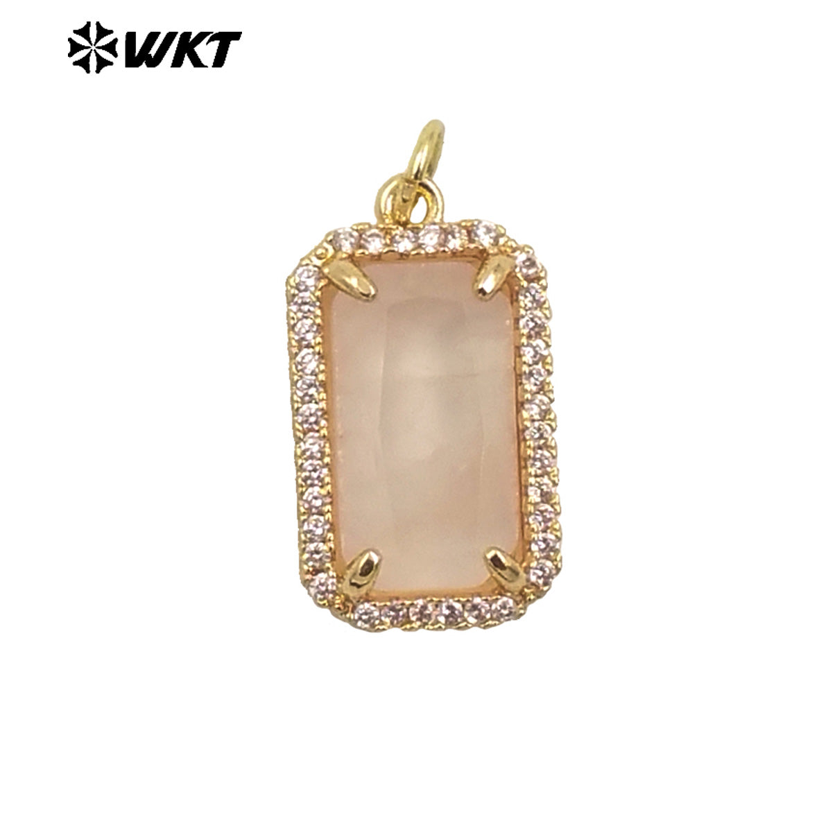 WT-P1973 Wholesale Fashion Gold Plated Cubic Zircon With Prong Setting Long Square Sun Stone Lady Jewelry Pendants